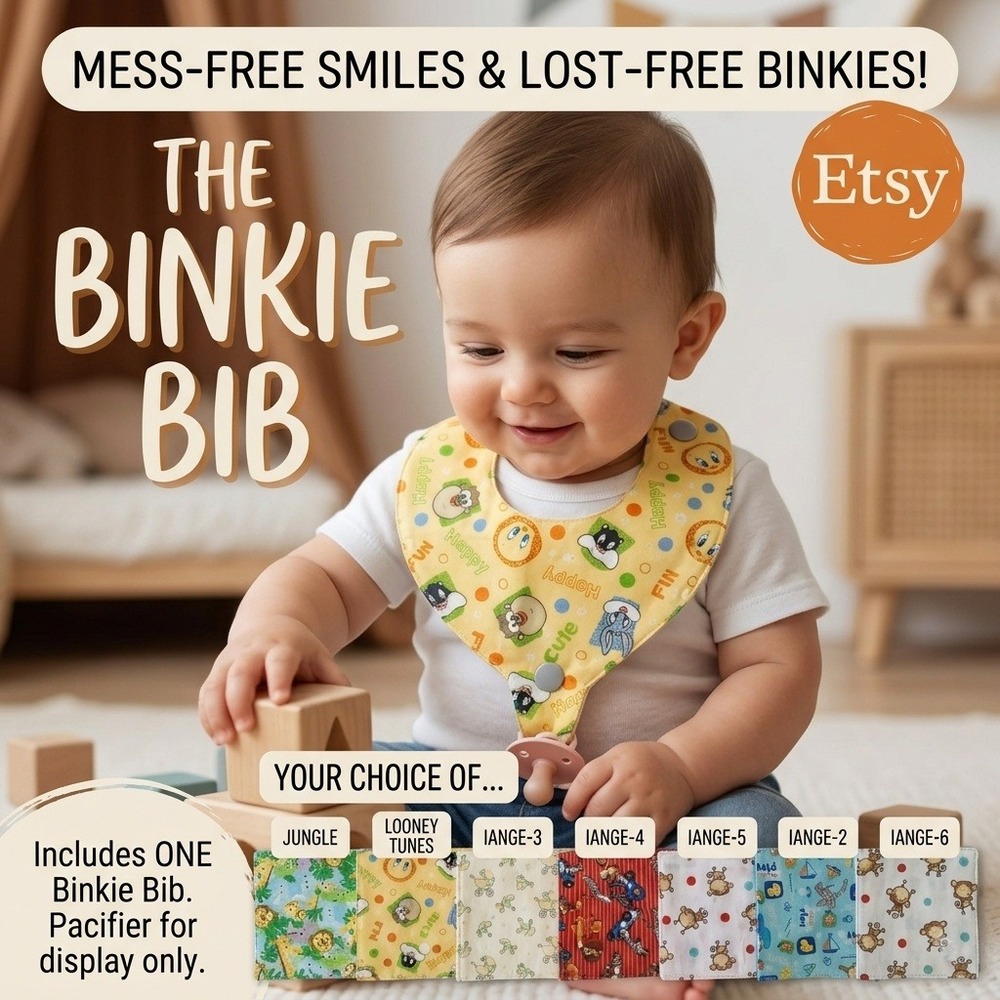 Handmade The Binkie Bib Handmade Infant Pacifier Clip Bib Multiple Patterns